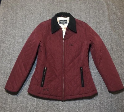 Horseware Ireland Quilted Equestrian Jacket Women’s S Maroon Corduroy Trim - Image 1 of 4