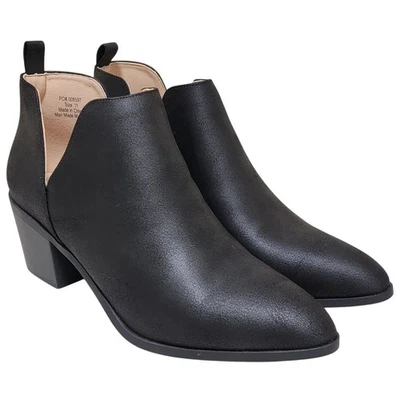 Journee Collection Women Lola Block Heel V Cut Ankle Booties Size US 11 Black - Image 1 of 4