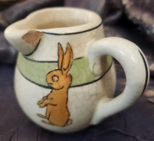Roseville Juvenile Tableware: Roseville Creamware Bunny Rabbit Vintage Creamer - Picture 1 of 11