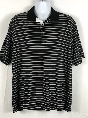 PGA Tour Golf Polo Shirt Mens XL Black White Striped Breathable Casual  - Image 1 of 4