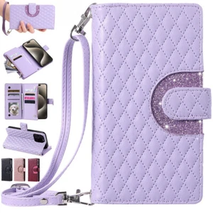 Luxury Leather Wallet Case Flip Cover For iPhone 16 15 14 13 12 Pro Max XR Plus - Picture 1 of 71