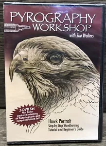 PYROGRAPHY WORKSHOP with Sue Walters 2 DVD Set Hawk Portrait WOODBURNING Guide - Foto 1 di 3