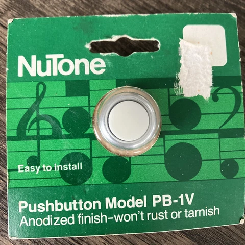 NOS Genuine Nutone Doorbell Push Button Silver Bezel Rim Model PB-1V MCM VTG Cover