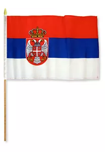12x18 12"x18" Serbia Stick Flag wood Staff - Imagen 1 de 1