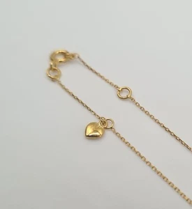 Bracelet de cheville cœur en or jaune 9 carats - Imagen 1 de 5