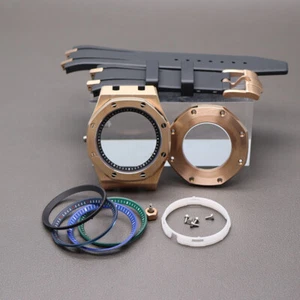 Caja de reloj de negocios de lujo de roble 41 mm + correa anillo capitular para movimiento Seiko nh35/36 - Imagen 1 de 24