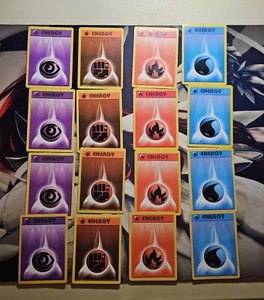 x16 Pokémon card Lot Base Set Basic Energy 4x Fighting Water Fire Psychic LP TCG - Picture 1 of 4