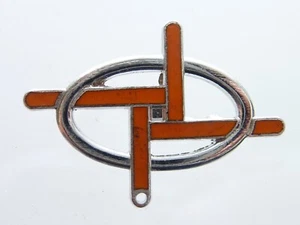 Vintage orange Kreuz Anstecknadel silberfarben - Bild 1 von 3