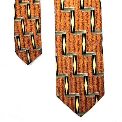 J.Z. Галстук мужской Richards полностью шелковый ручной работы оранжевый дизайн США 4 дюйма x 59 дюймов  - Изображение 1 из 4