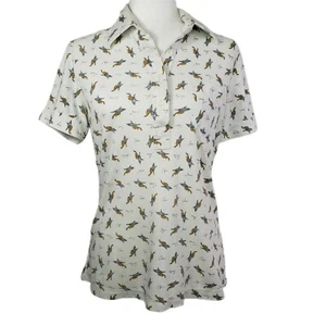 Vintage Sears the Shirt III Womens Small Polo Shirt Sleeve Hat & Feathers Blouse - Picture 1 of 10