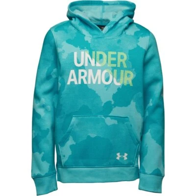 Under Armour Junior Girls Rival Logo Fleece Wordmark Blue Hoodie Size's M L XL  - Image 1 of 4