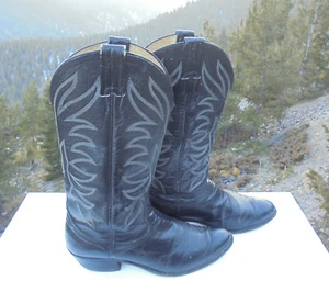 Nocona Men’s Cowboy Boots, Style 4001 Black Leather Size 8.5D - Picture 1 of 4