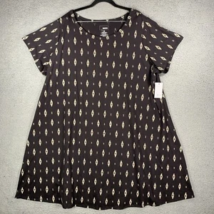 Sonoma Short Sleeve Blouse Top Women’s 3X Black Geometric All Over Print NWT - Picture 1 of 11