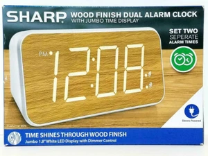 SHARP Wood Finish Dual Alarm Clock With Jumbo Time Display Electric FAST SHIP B3 - Picture 1 of 6