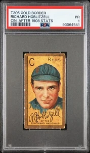 1911 T205 Gold Border Richard Hoblitzell PSA 1 (Cin. after 1908 stats variation) - Picture 1 of 2