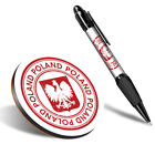 1 x Round Coaster & 1 Pen Poland Polska Flag Travel Stamp #56020