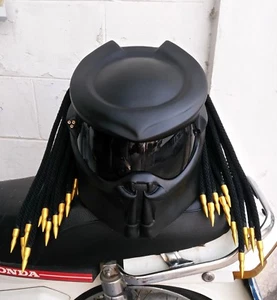 BLACK CUSTOM PREDATOR MOTORCYCLE HELMET - Picture 1 of 12