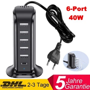 5-6-krotna szybka ładowarka 20-40W Zasilacz USB-A / C LED Multiple Charger Wtyczka UE - Zdjęcie 1 z 33