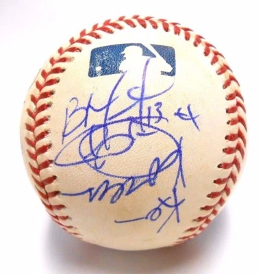 Mark Canha Sean Manaea Bob Melvin 团队签名亲笔签名 2017 奥克兰 A 球 — 第 1/4 张图片