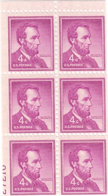 Scott# 1036b - ERROR MISCUT- PARTIAL PLATE # -  booklet pane of 6 - MNH - Image 1 of 2
