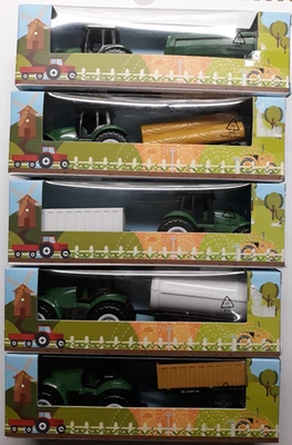 Lotto 5 trattori con 5 diversi rimorchi 1:64 - Immagine 1 di 4