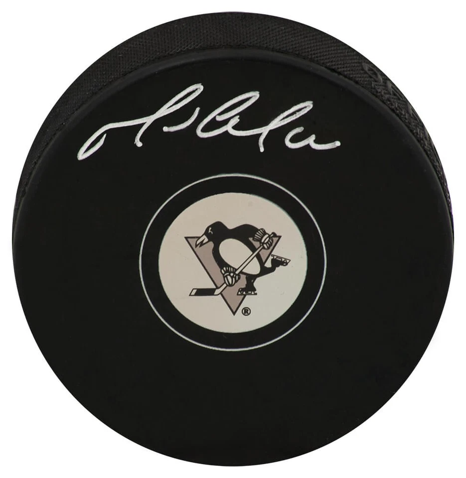 Disco de hockey con logotipo del equipo Penguins firmado por Mario Lemieux (en plata) - (Holo PSA) Foto 1 de 1