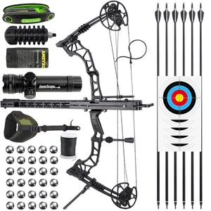 Bogenschießen Compoundbogen Bogenwerfer Kit Alu Bogen 35-70lbs Schießen Jagd Ziel Sport - Bild 1 von 20