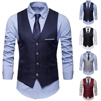 New Fashion Hot Vest Comfy Elegant Mens Outwear Solid Autumn Waistcoat - Image 1 of 4