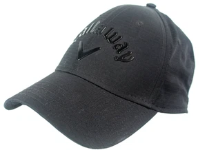 Callaway Black Polyester Baseball Cap Hat Adjustable Size Black Logo On Black - Imagen 1 de 7