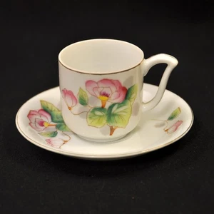 UCAGCO Demi Occupied Japan Cup & Saucer Hand Painted Pink Lotus Flower 1946-1952 - Picture 1 of 12