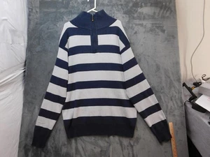Pronti Pullover Herren 3XL blau grau gestreift Half Zip Mock Neck Pulli Freizeit - Bild 1 von 14