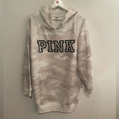 Victoria's Secret ROSA Gris Glaciar Camuflaje Logo Sudadera Vestido Talla Pequeña Foto 1 de 4
