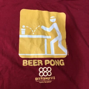 Beer Pong Beerlympics T Shirt  Red & Gold Size XL - Picture 1 of 4
