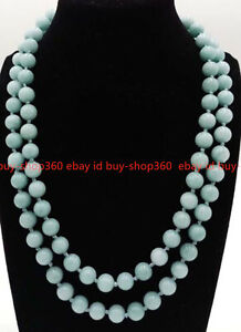 New Natural 8mm Blue Aquamarine Round Gemstone Beads Necklace 36" AAA++