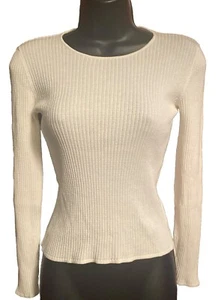 Miu Miu 100%Cotton White Ribbed Sweater Size Small - Picture 1 of 4