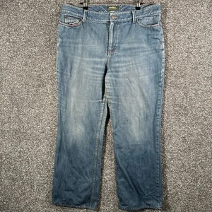 Eddie Bauer Jeans Womens W36 L29 Blue Denim Straight Leg Stretch Regular Fit Zip - Picture 1 of 15