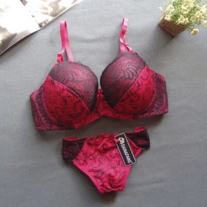 Sexy Lace Lingerie Set Embroidery Deep V Padded Extreme Push Up Bra Panty Sets - Picture 1 of 11