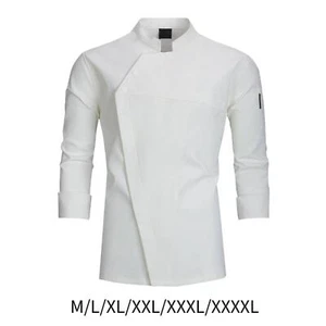 Women Men Chef Jacket Stand Collar Chef Coat for Catering Kitchen Hotel - Picture 1 of 42