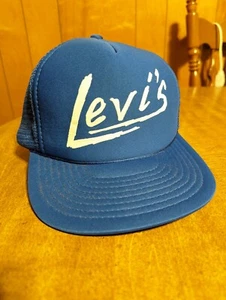 Vintage 1990’s Levi’s Blue Jeans Snapback Hat Dope Retro Spell out Trucker Cool  - Picture 1 of 5