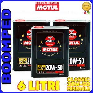 6 LITRI OLIO MINERALE MOTUL CLASSIC 20W50 MOTORE AUTO D'EPOCA 1950 1970 03MO51 - Foto 1 di 7