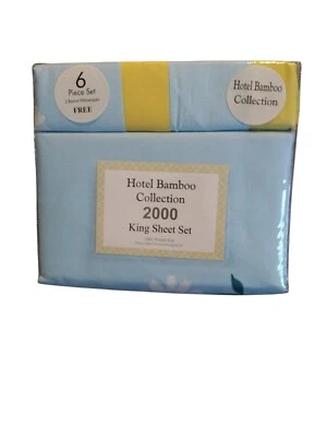 New Hotel Bamboo Collection 2000 king Sheet Set 6 Pcs Set 2 Bonus Pillowcases  - Image 1 of 4