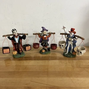 Halloween Vampire - Witch -Skeleton Figurines -  Votive Candle Holders - Picture 1 of 7