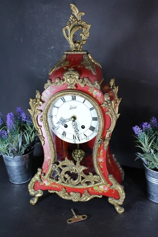 Vintage german Walt Boulle design Mantel clock brass caryatid Cover