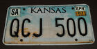 2007 Kansas License Plate QCJ 500 Saline SA County Car Tag