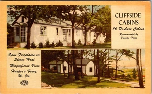 HARPER'S FERRY, WEST VIRGINIA - CLIFFSIDE ROADSDIE MOTEL VINTAGE LINEN POSTCARD - Picture 1 of 2