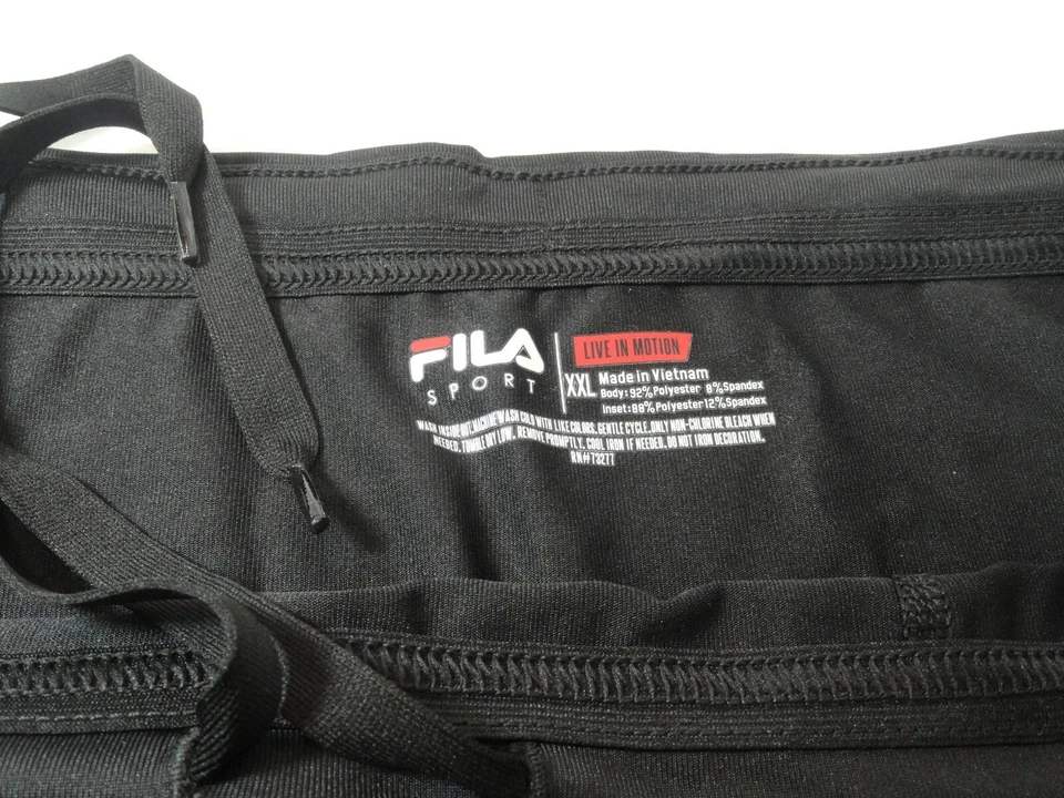 Men's FILA SPORTS RUNNING PANTS, Long Leg, Black Tie, XXL Moisture Wicking, NWT - Image 1 of 4
