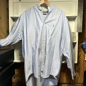 Ralph Lauren Mens  Oxford Yarmouth long sleeve shirt 16-33 chambray blue cotton - Picture 1 of 7