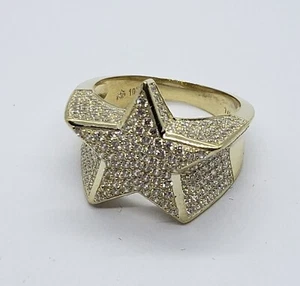 10K Yellow Gold 20.5mm Big Star Shaped Ring Band for Men Size 9 -11 - Picture 1 of 18