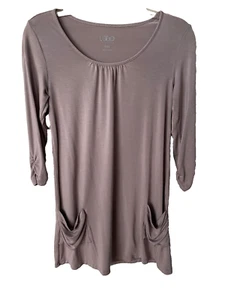LOGO Lori Goldstein Womens Tunic Top Size XXS Lilac Pockets 3/4 Sleeve A230417 - Picture 1 of 3