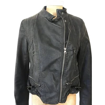 We The Free People Faux Vegan Leather Moto Motorcycle Jacket Small EUC Biker  - Image 1 of 4